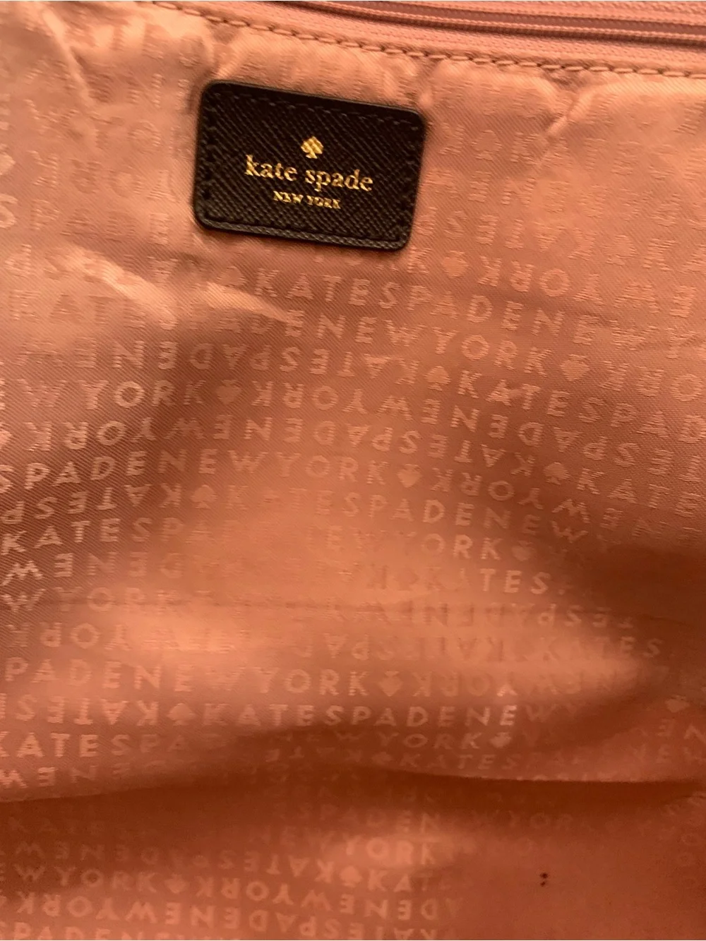 kate spade Mavis Street Taden Rose Gold Glitter Tote with Black Handles